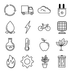 black and white set of eco energy elements environmental and ecology concept vector illustration graphic design