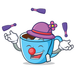 Wall Mural - Juggling tea cup mascot cartoon