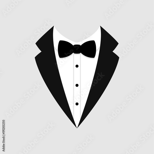 Valokuvatapetti Man's jacket. Tuxedo. Weddind suit with bow tie. Vector icon.