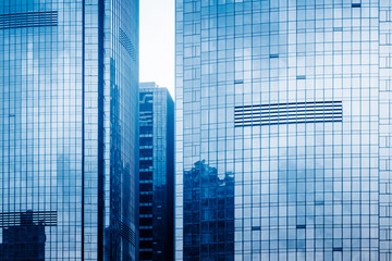 Close-Up of Modern Office Buildings in city of China.