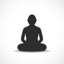 Meditating Buddhist Profile Vector Icon