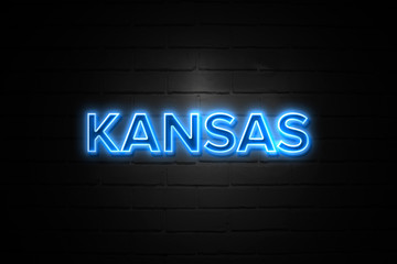 Kansas  neon Sign on brickwall