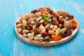 Wall Mural - Assortment of dry fruits and nuts