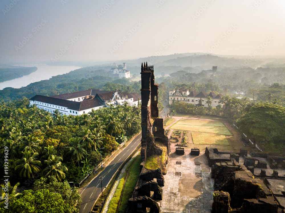 Aerial View of Velha Goa in Goa India - obrazy, fototapety, plakaty 