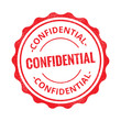 Confidential grunge retro red isolated stamp on white background