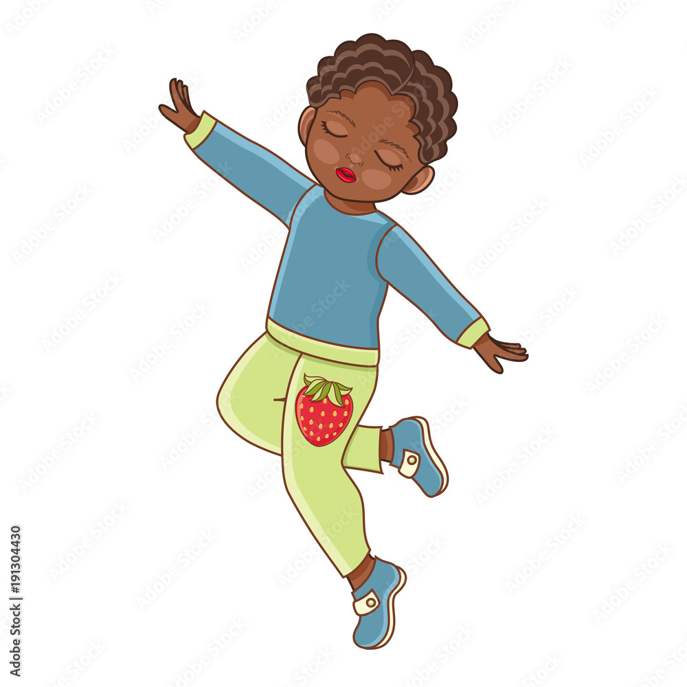 Vector flat african american black boy in casual clothing, denim jeans ...