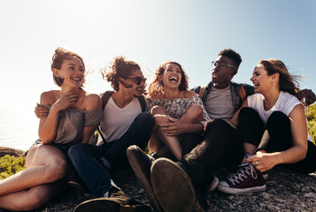 Wall Mural - Group of friends enjoying on their holiday