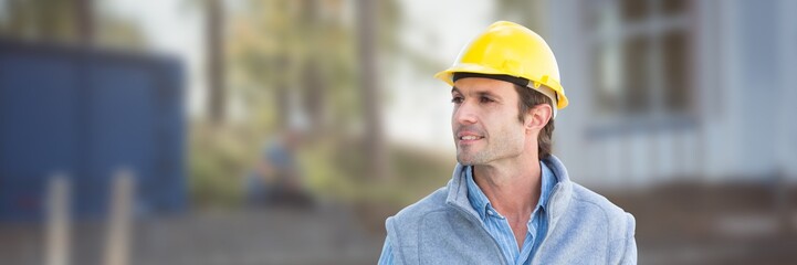 Canvas Print - Construction Worker on building site