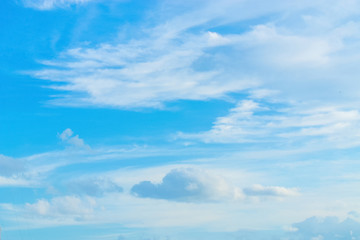 Wall Mural - Blue sky background with tiny clouds. White fluffy clouds in the blue sky