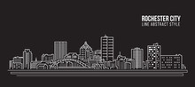 Cityscape Building Line Art Vector Illustration Design - Rochester City