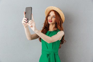 Poster - Redhead young cheerful woman make selfie