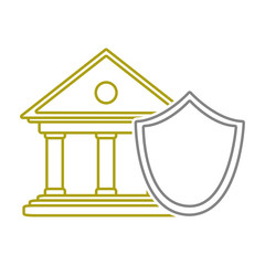 yellow line finance bank economy with shield security