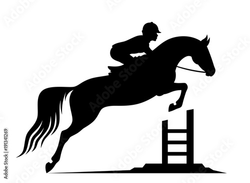 Cuadros en Lienzo Jumping horse on a white background