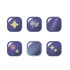 Blue space buttons with dark blue and blue stripes