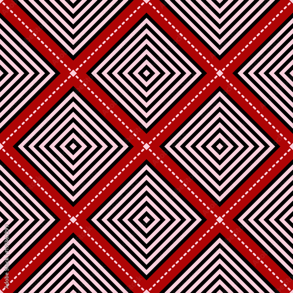 czerwony-bezszwowy-tlo-z-czarny-i-bialy-geometrycznym-wzorem