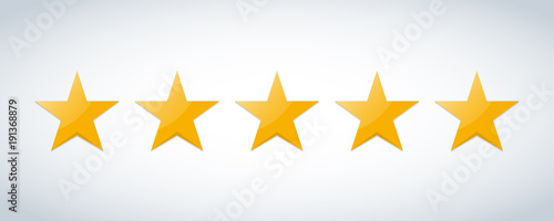 Fotomural Five stars customer product rating review flat icon for apps and websites
