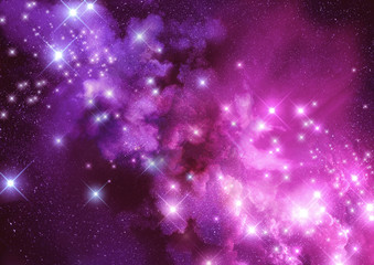 Wall Mural - wonder and space. distance stars and nebula dust clouds. raster illustration.