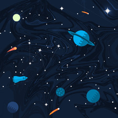 Wall Mural - space flat background with planets and stars