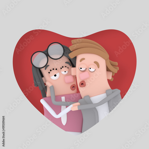 Cute Couple In Love Posing Into Red Heart Isolate Easy Background Remove Easy Color Change Easy Combine For Custom Illustration Contact Me Buy This Stock Illustration And Explore Similar Illustrations At