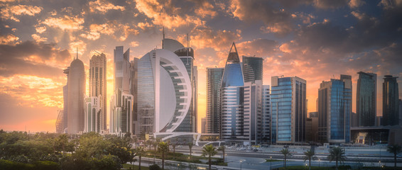 Wall Mural - Skyline of West Bay and Doha City Center, Qatar