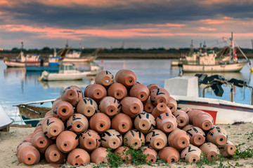 Canvas Print - Octopus traps in Punta Umbria fishing port, Andalusia, Spain