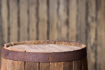 Poster - Old wooden barrel on wooden background