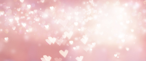 Wall Mural - beautiful shiny hearts and abstract lights background