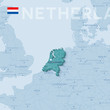 Map of cities and roads in Netherlands.