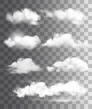 Fototapeta Na sufit - Set of transparent different clouds. Vector.