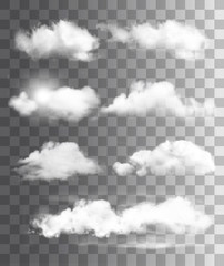 Aufkleber - Set of transparent different clouds. Vector.