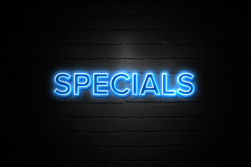 Wall Mural - Specials neon Sign on brickwall