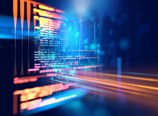 Wall Mural - programming code abstract technology background of software developer and computer script