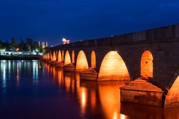 Wall Mural - Meric Bridge on Meric River in Edirne, Turkey