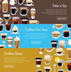 Sticker - Vector coffee shop horizontal banner templates