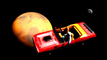 Wall Mural - The car in space