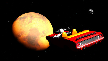 Wall Mural - The car in space