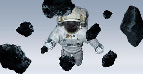 Wall Mural - astronaut isolated on grey background 3d rendering elements of this image furnished by nasa