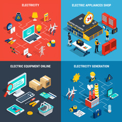 Canvas Print - Electricity Isometric Concept