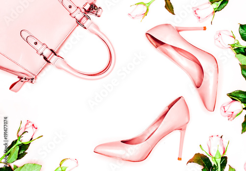 pastel pink shoes and bag