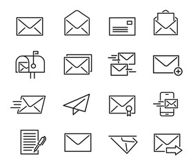 mail line icon set