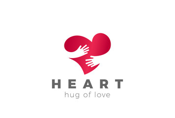 Love Hug Heart Logo design vector. Valentines Day Embrace icon