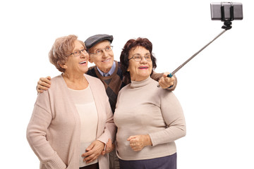 Sticker - Seniors taking a selfie with a stick