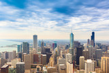 Fototapeta  - Elevated view of the skyline of downtown Chicago, Illinois, USA