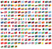 All National Waving Flags From All Over The World With Names - High Quality Vector Flag Isolated On White Background