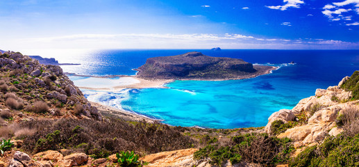 Sticker - Amazing beautiful Greece - Balos bay with turquoise waters. Crete island