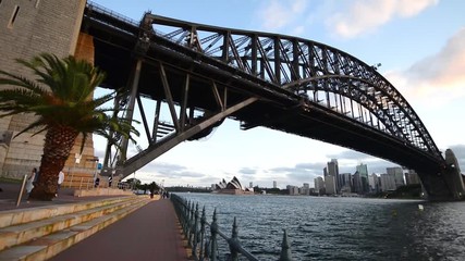 Canvas Print - Sydney Harbour Bridge promenade at sunset