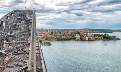 Sticker - Sydney Harbour Bridge aerial view with car traffic