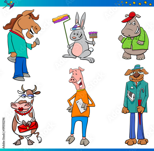 Fotografía fairy tale cartoon animal characters set