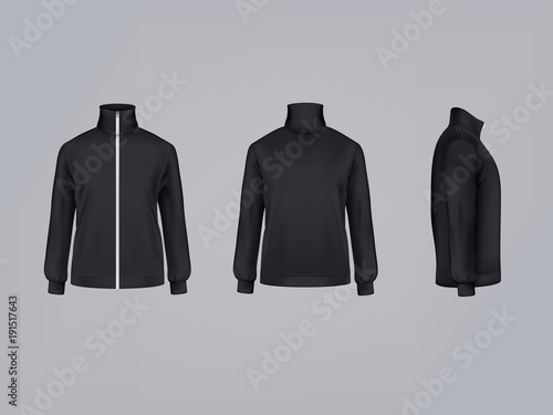 Download Sport jacket or long sleeve black sweatshirt vector ...