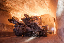 Underground Salt Ore Mine Shaft Tunnel Gallery Continuous Miner Machine